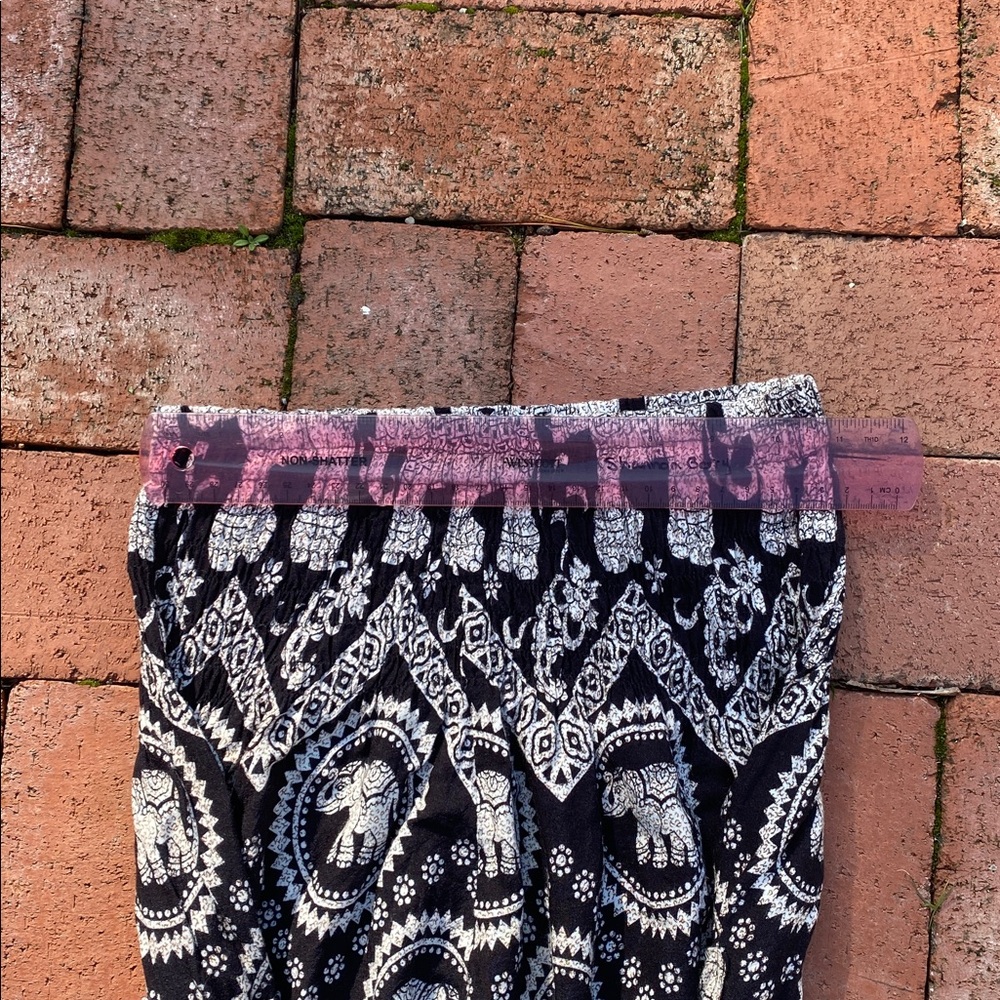 Black and White Elephant Print Harem Pants - Picture 3 of 4